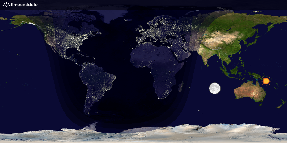 Verdenskart som viser dag og natt 