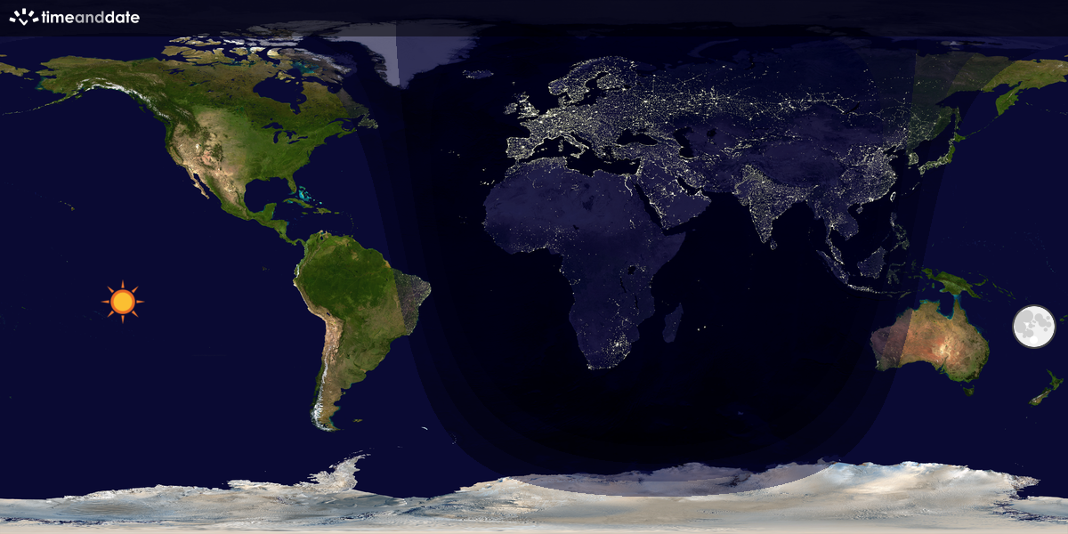 Verdenskart som viser dag og natt 