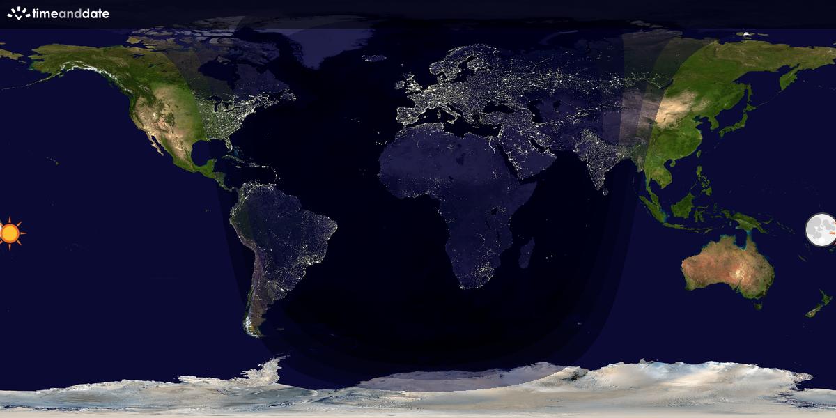 Verdenskart som viser dag og natt 