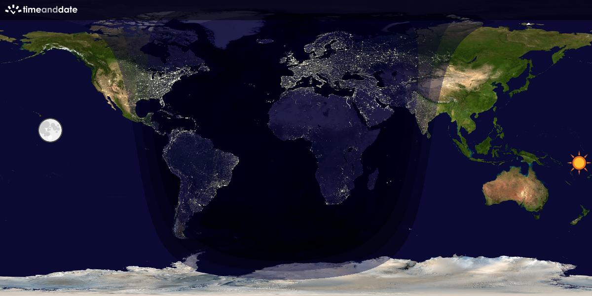 Verdenskart som viser dag og natt 