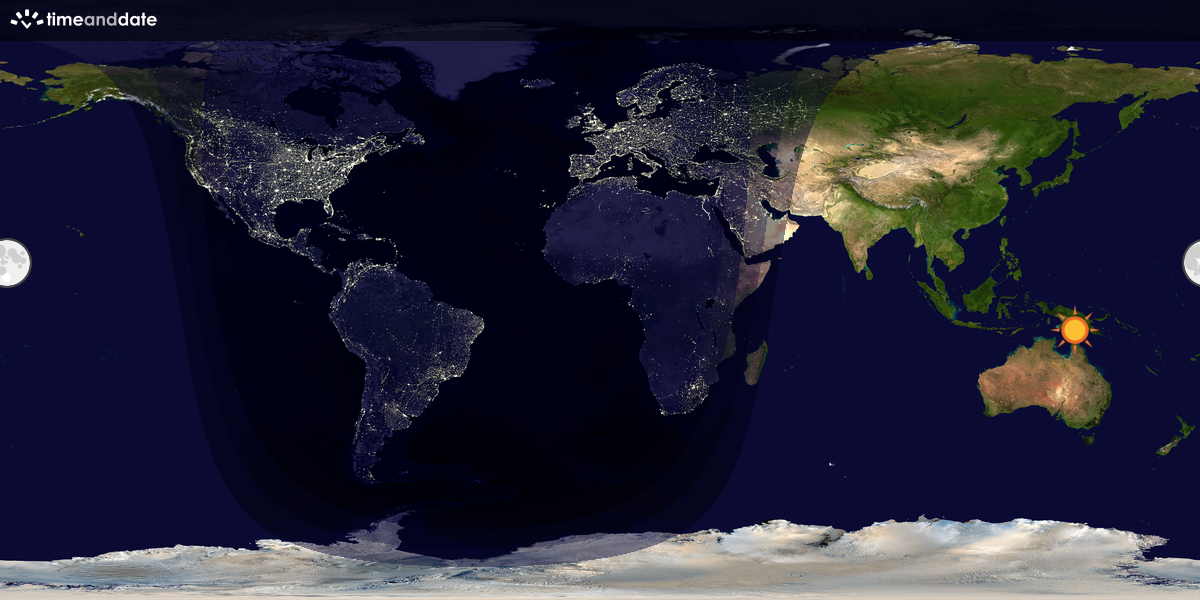 Verdenskart som viser dag og natt 