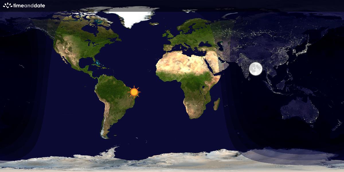 Verdenskart som viser dag og natt 