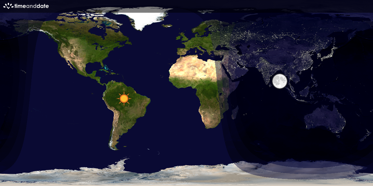 Verdenskart som viser dag og natt 