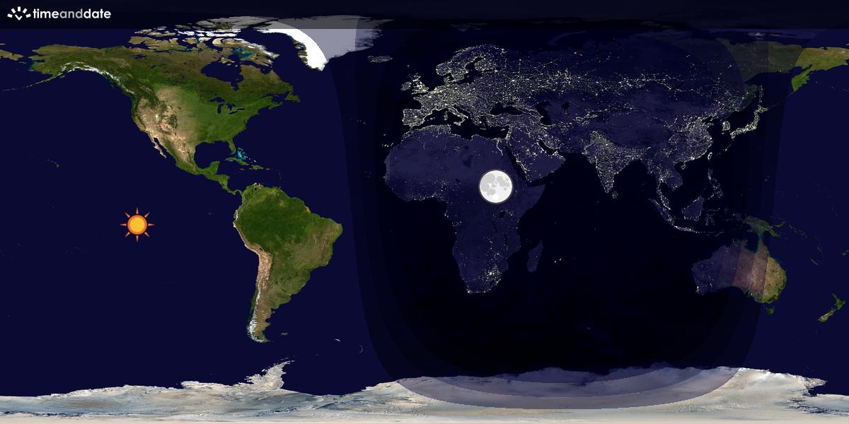 Verdenskart som viser dag og natt 