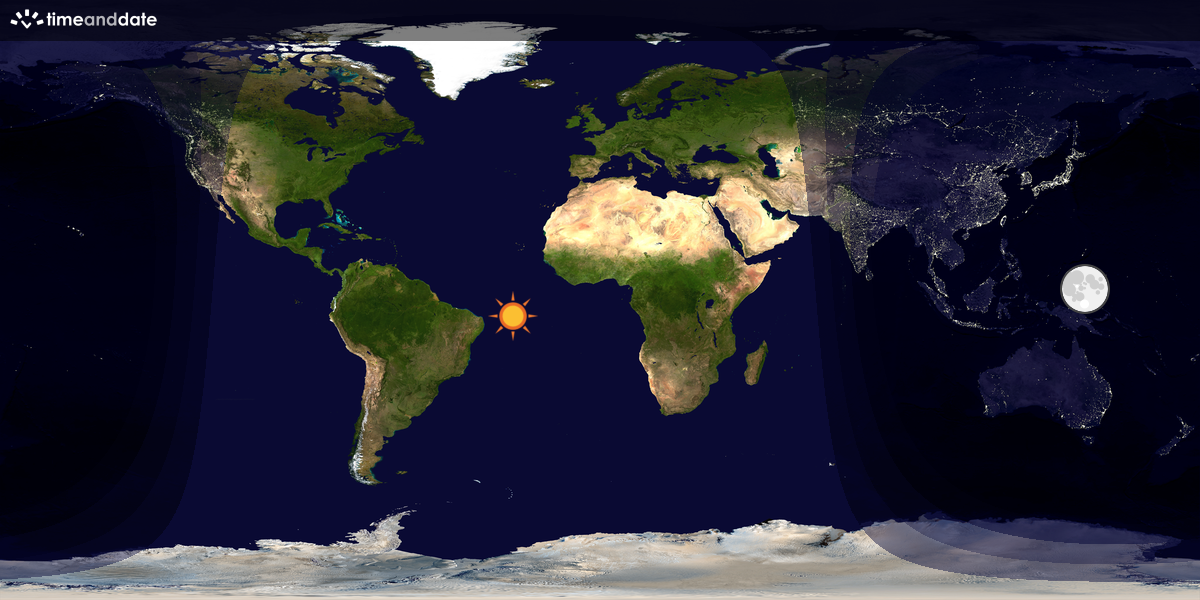 Verdenskart som viser dag og natt 