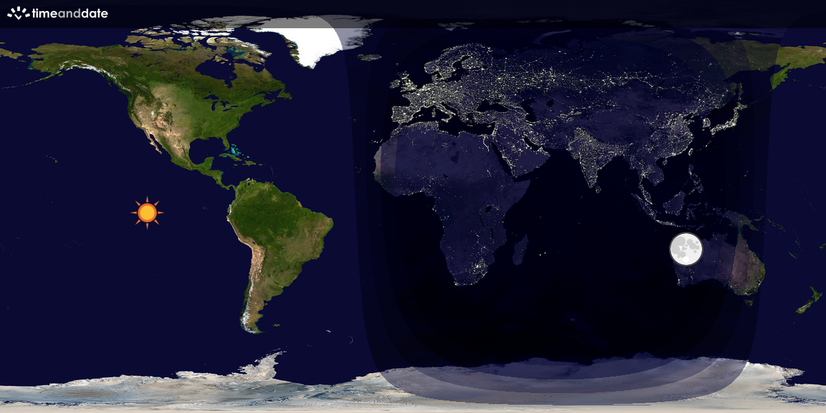 Verdenskart som viser dag og natt 