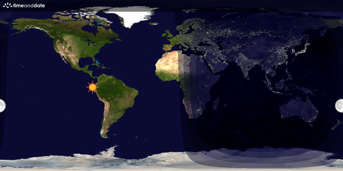 Verdenskart som viser dag og natt 