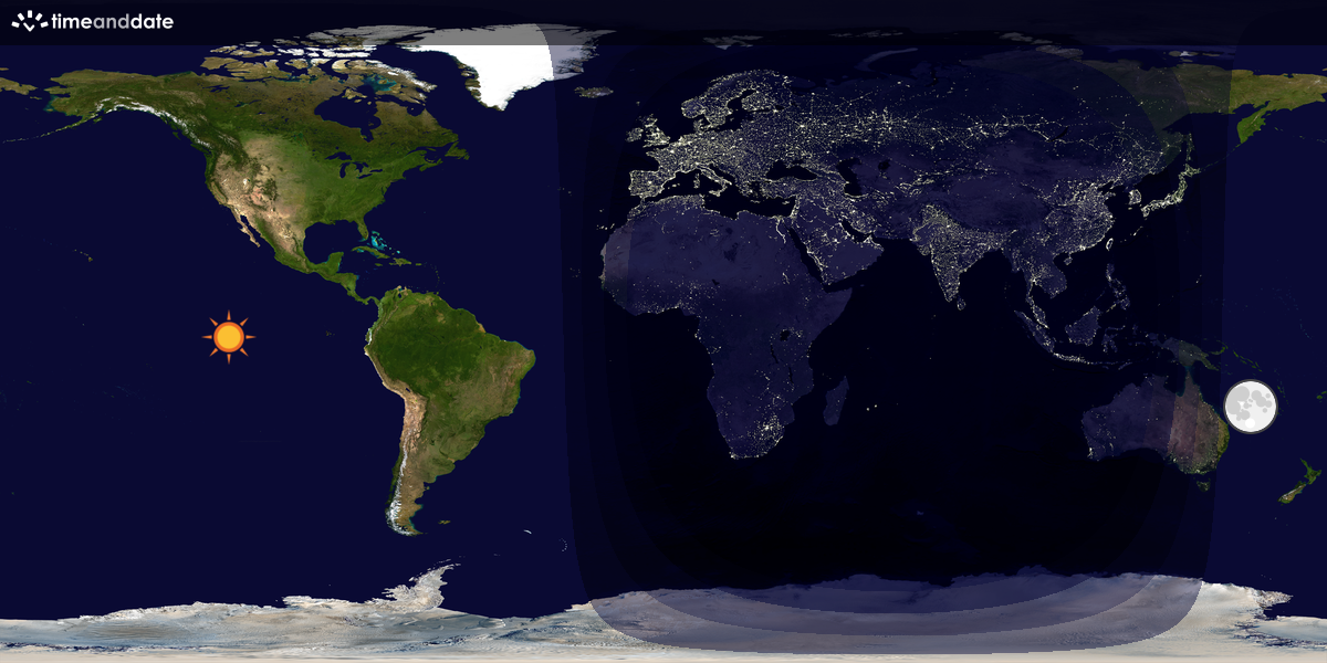 Verdenskart som viser dag og natt 