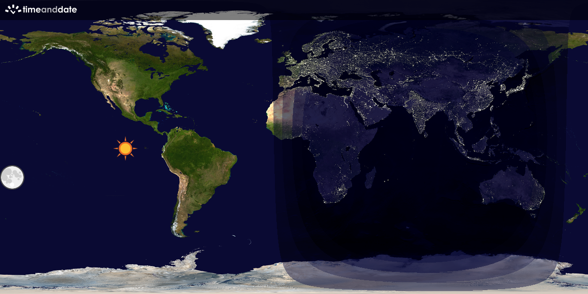 Verdenskart som viser dag og natt 