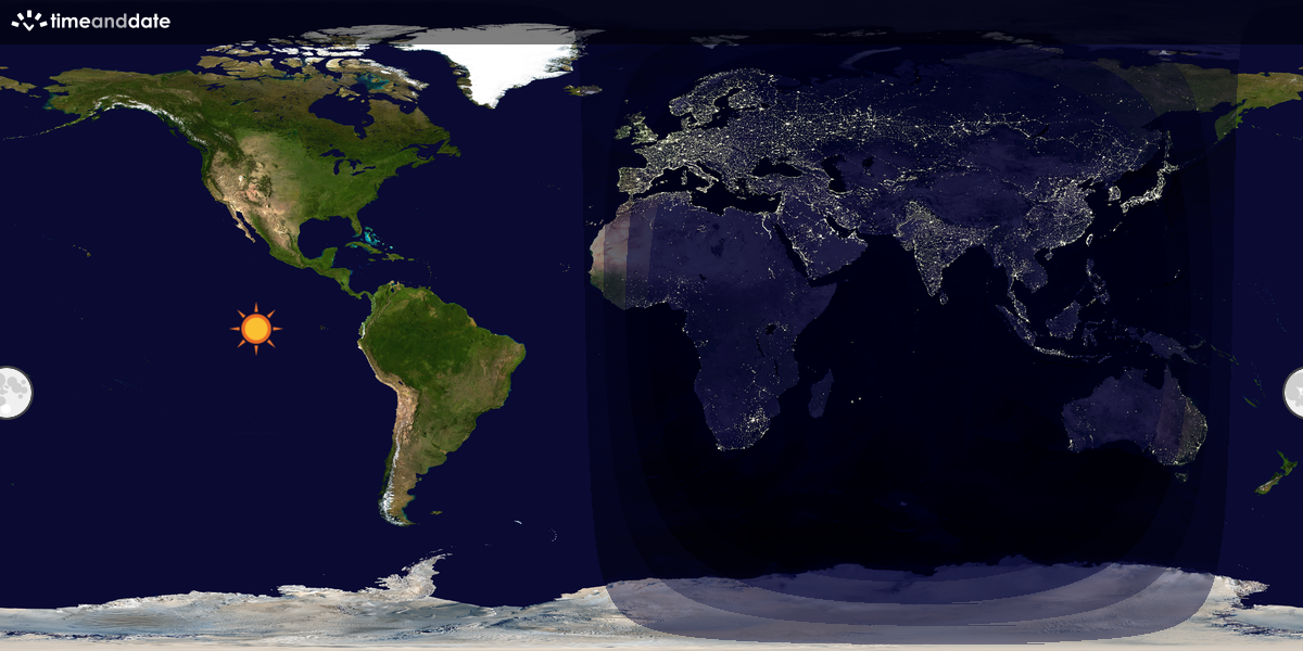 Verdenskart som viser dag og natt 