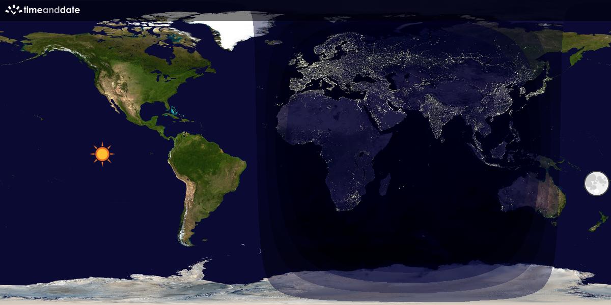 Verdenskart som viser dag og natt 