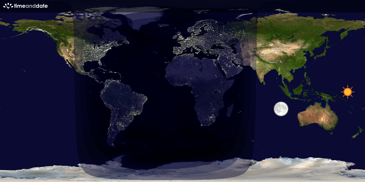 Verdenskart som viser dag og natt 