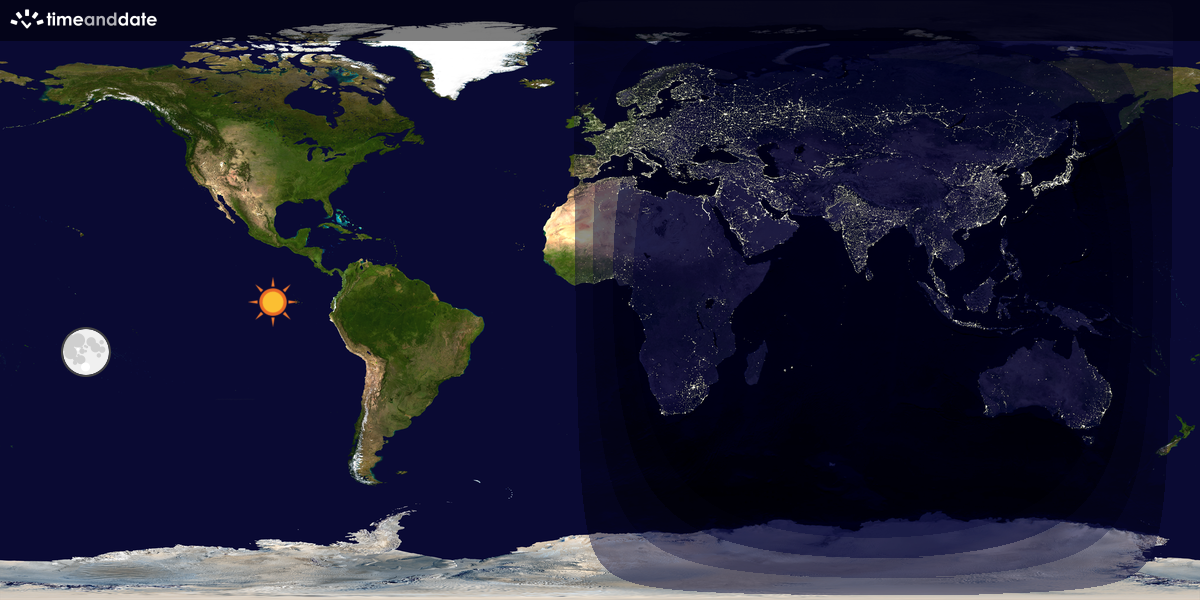 Verdenskart som viser dag og natt 