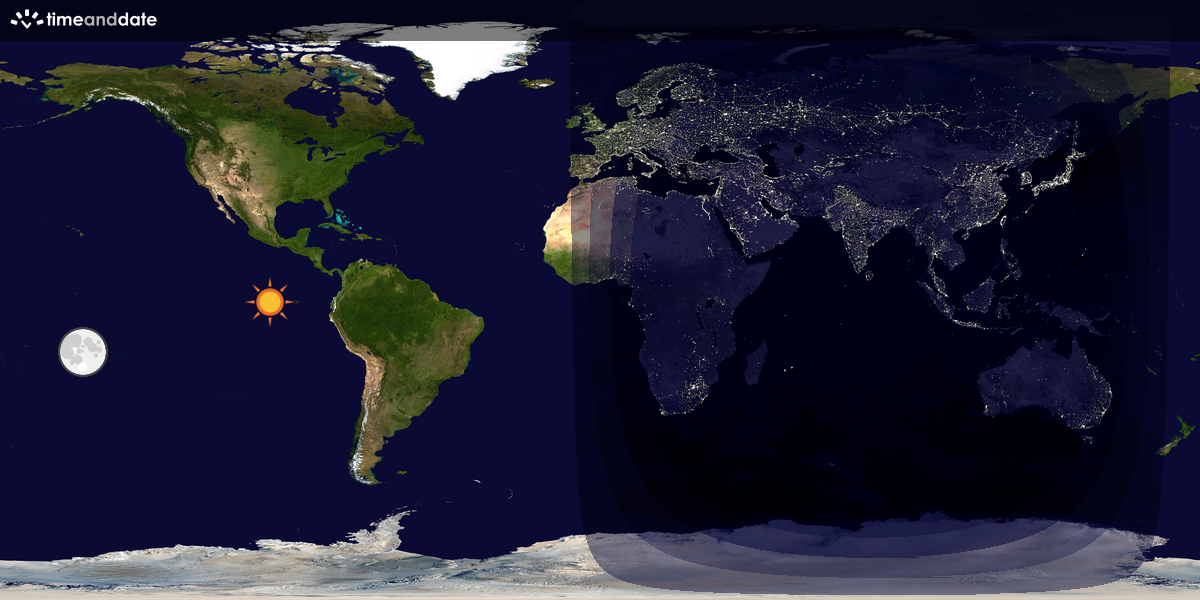 Verdenskart som viser dag og natt 