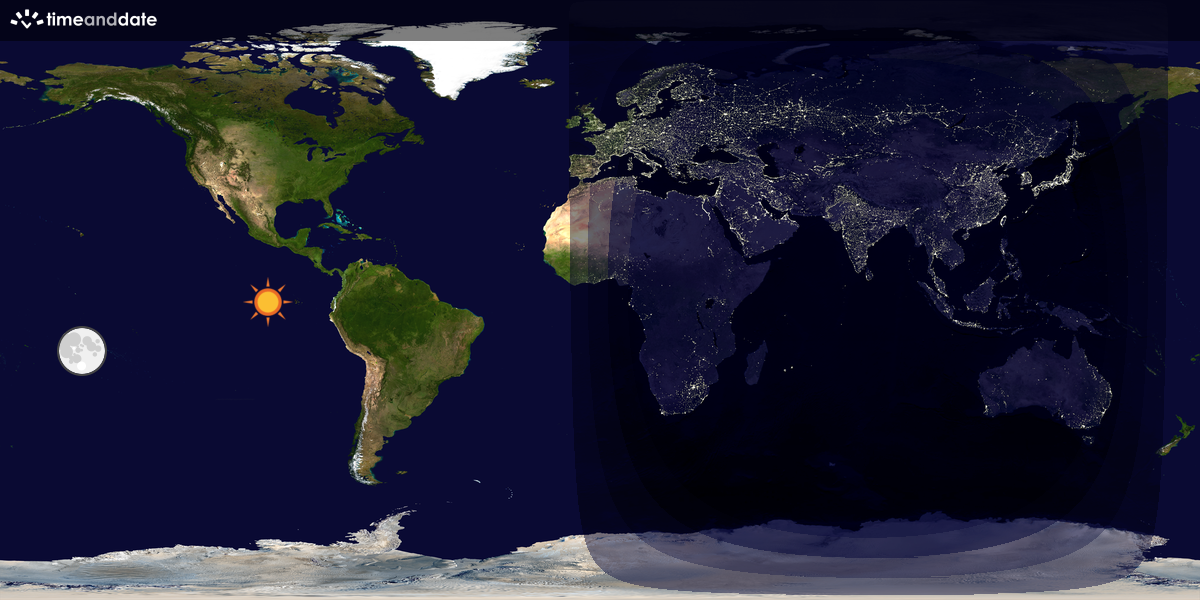 Verdenskart som viser dag og natt 