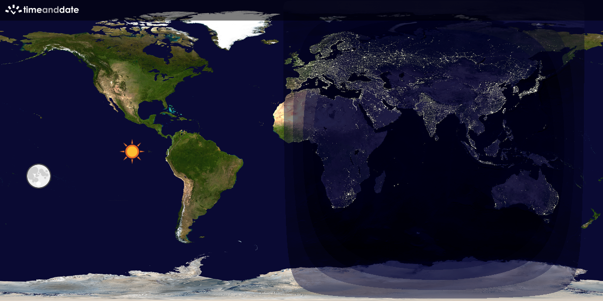 Verdenskart som viser dag og natt 