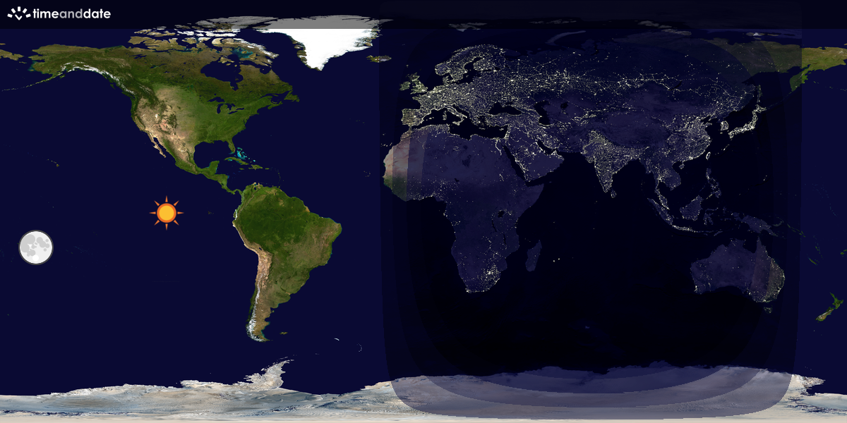 Verdenskart som viser dag og natt 