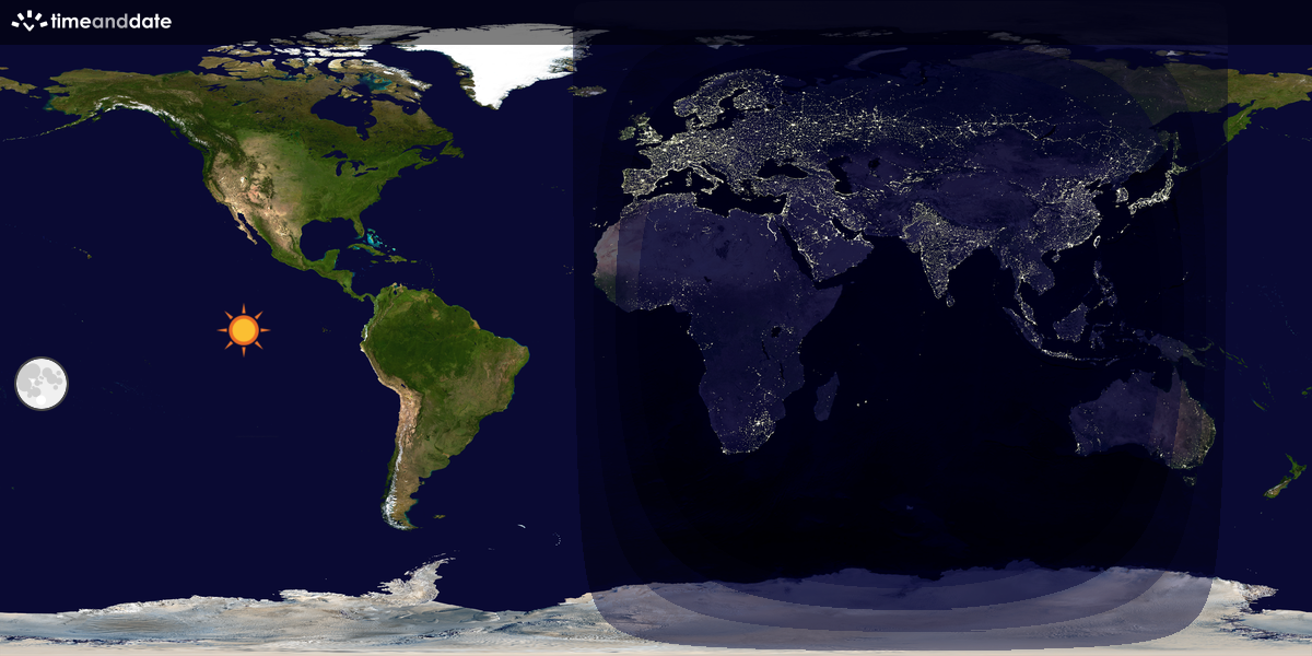 Verdenskart som viser dag og natt 
