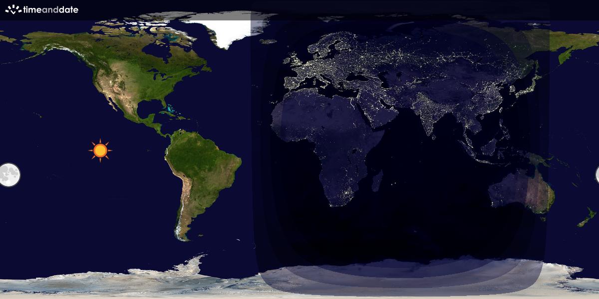 Verdenskart som viser dag og natt 