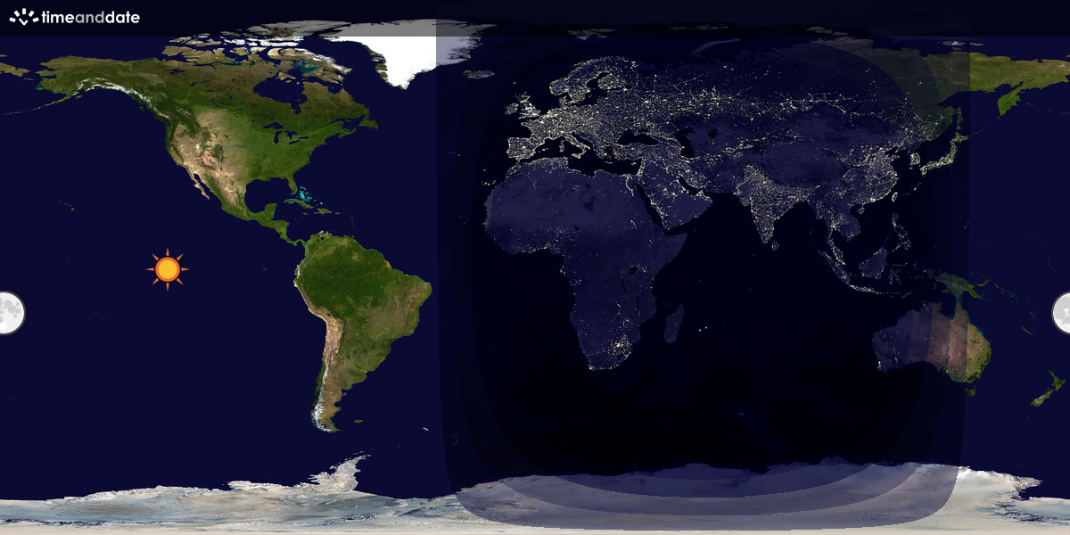 Verdenskart som viser dag og natt 