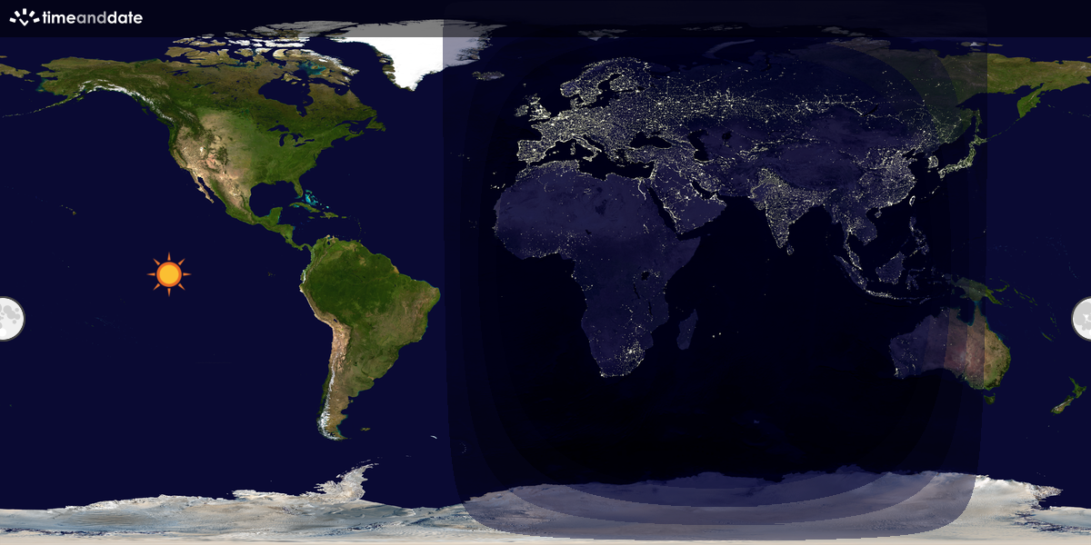 Verdenskart som viser dag og natt 