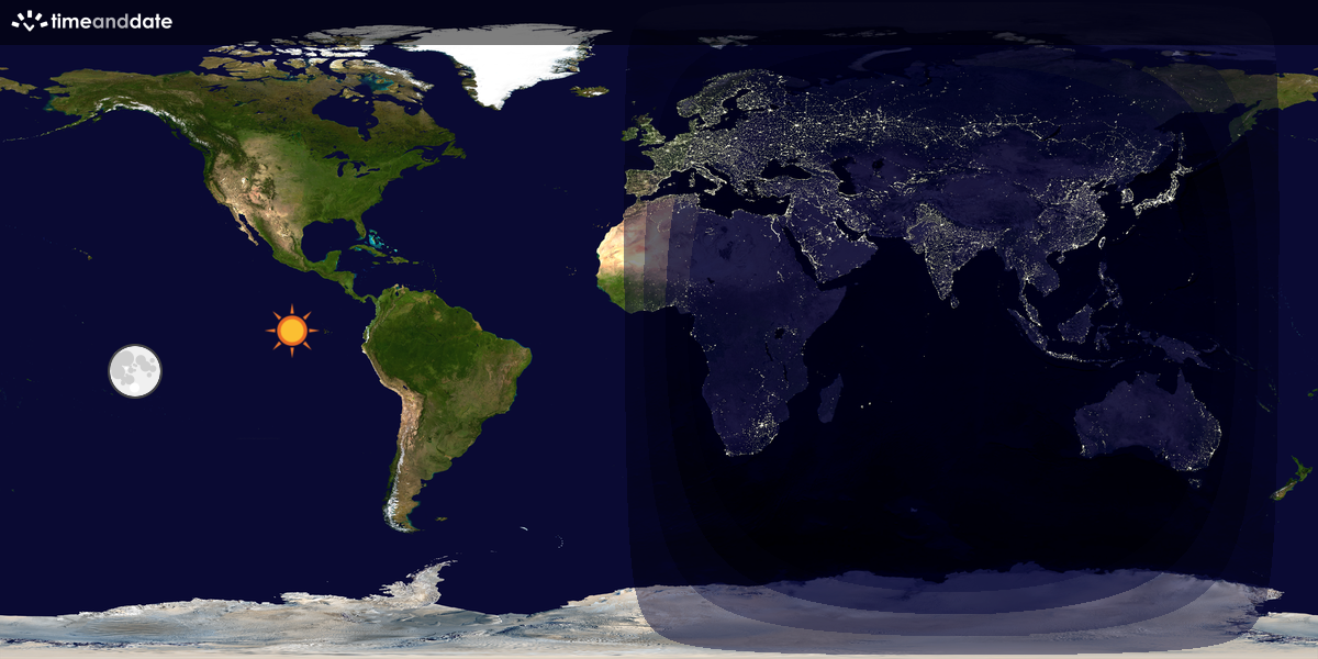 Verdenskart som viser dag og natt 