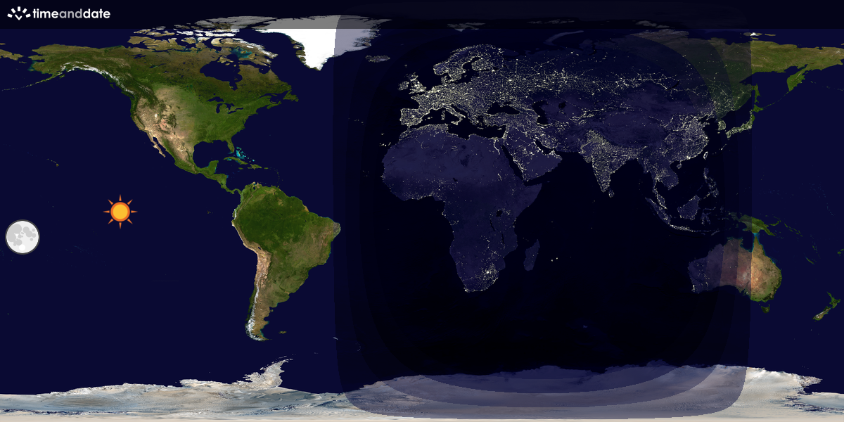 Verdenskart som viser dag og natt 