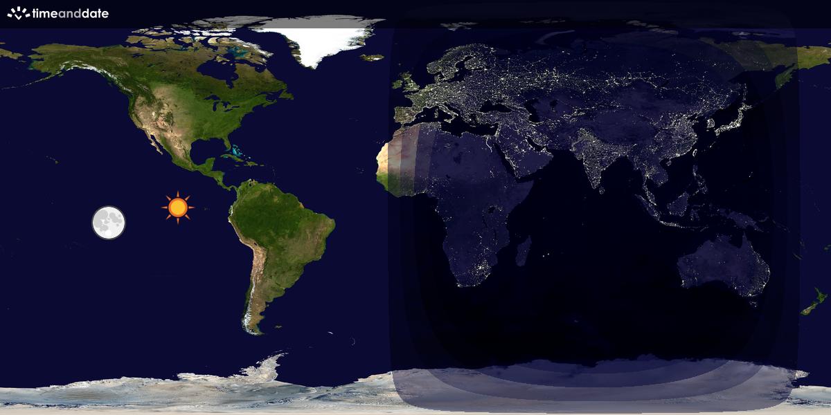 Verdenskart som viser dag og natt 
