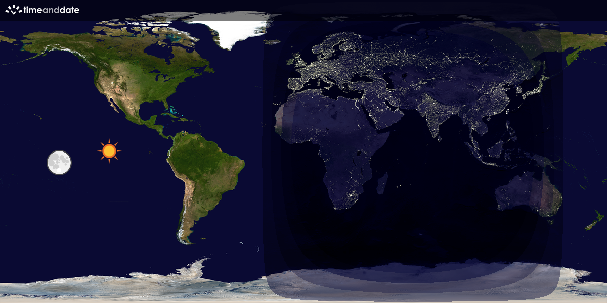 Verdenskart som viser dag og natt 
