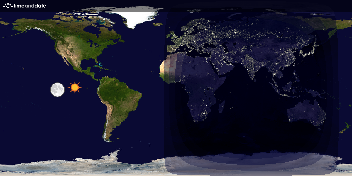 Verdenskart som viser dag og natt 