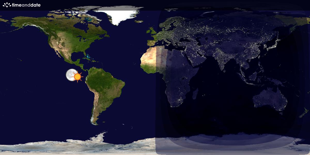 Verdenskart som viser dag og natt 