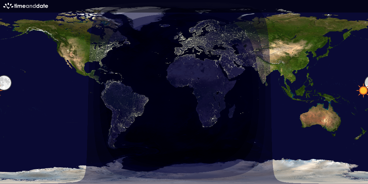Verdenskart som viser dag og natt 