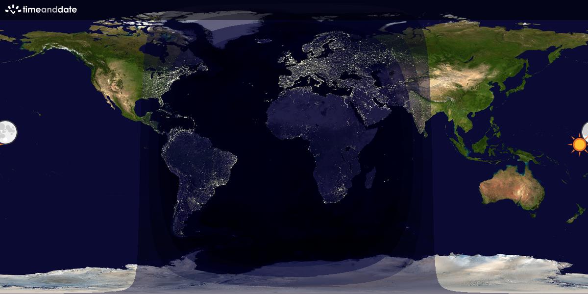 Verdenskart som viser dag og natt 