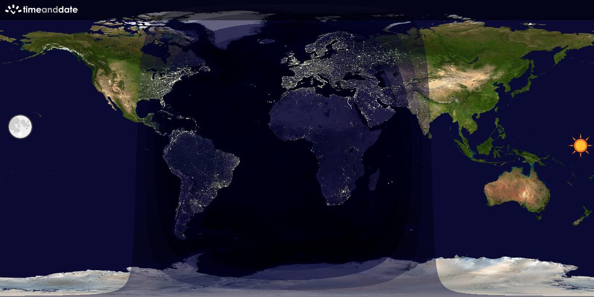 Verdenskart som viser dag og natt 