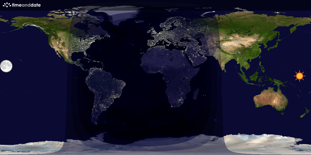 Verdenskart som viser dag og natt 