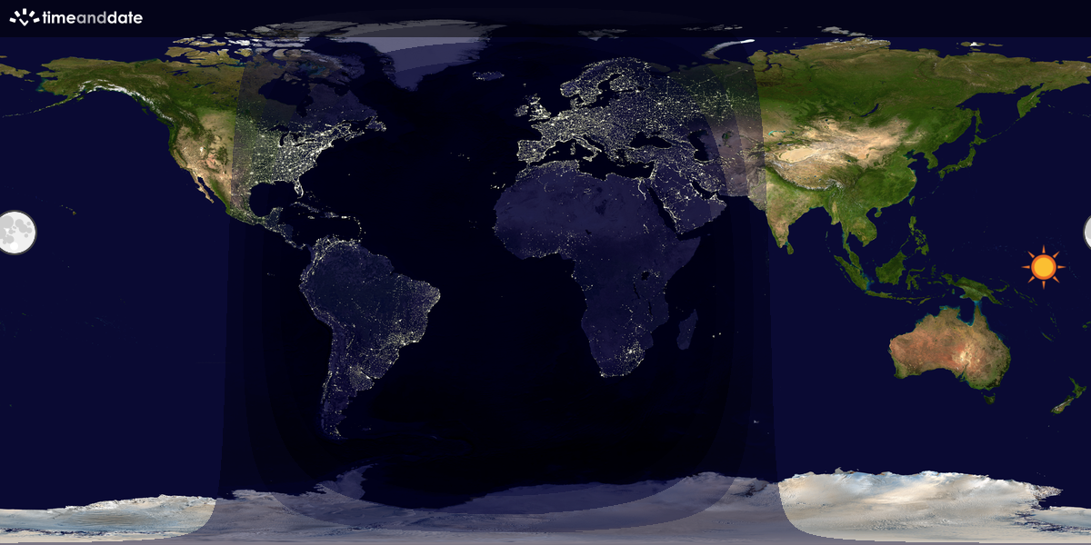 Verdenskart som viser dag og natt 