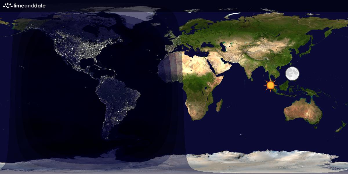 Verdenskart som viser dag og natt 