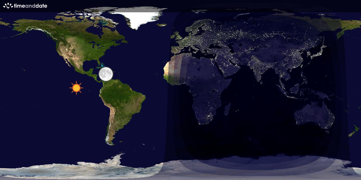 Verdenskart som viser dag og natt 