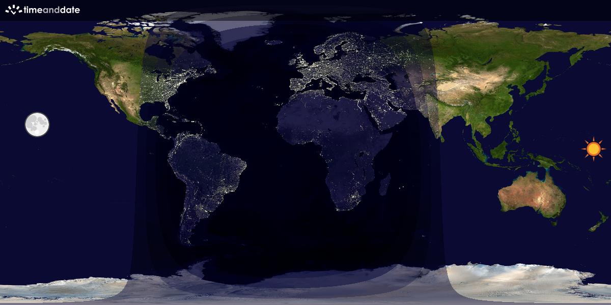 Verdenskart som viser dag og natt 