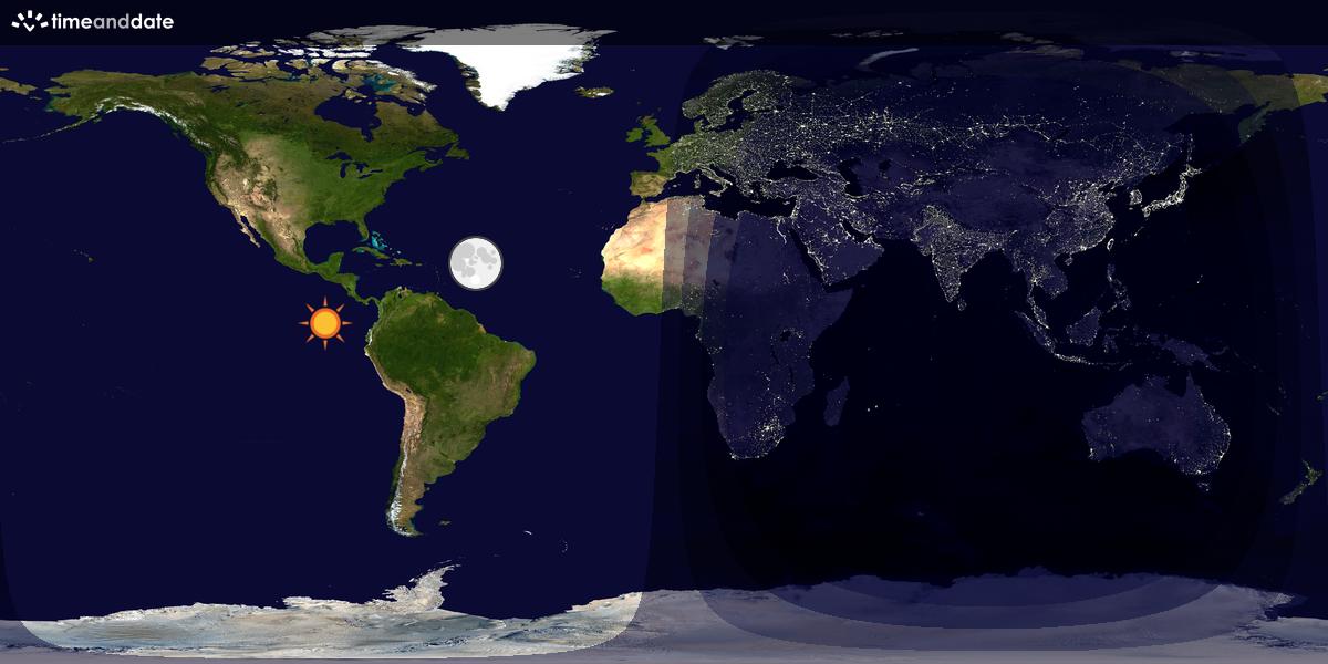 Verdenskart som viser dag og natt 