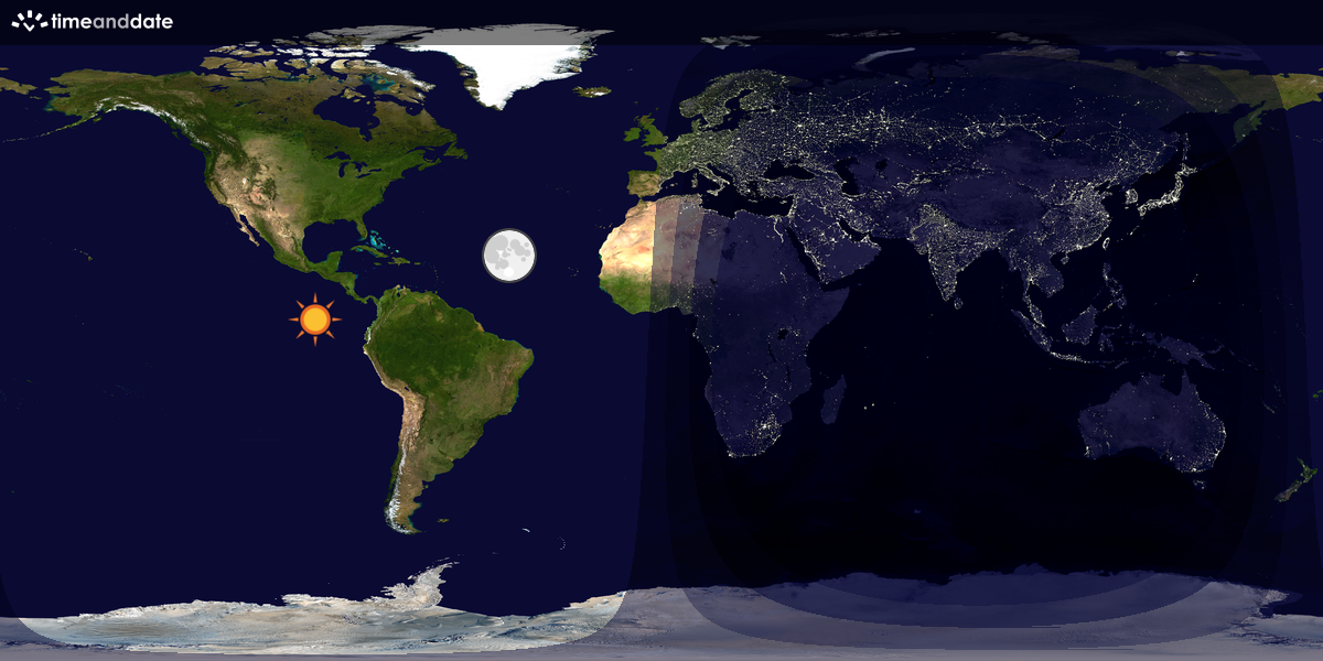 Verdenskart som viser dag og natt 