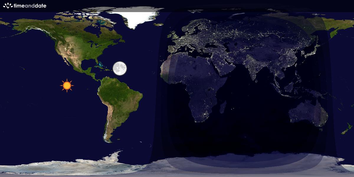 Verdenskart som viser dag og natt 