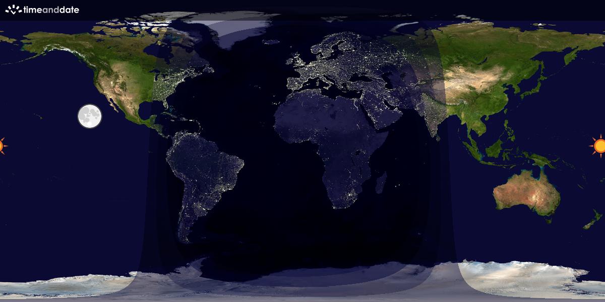 Verdenskart som viser dag og natt 