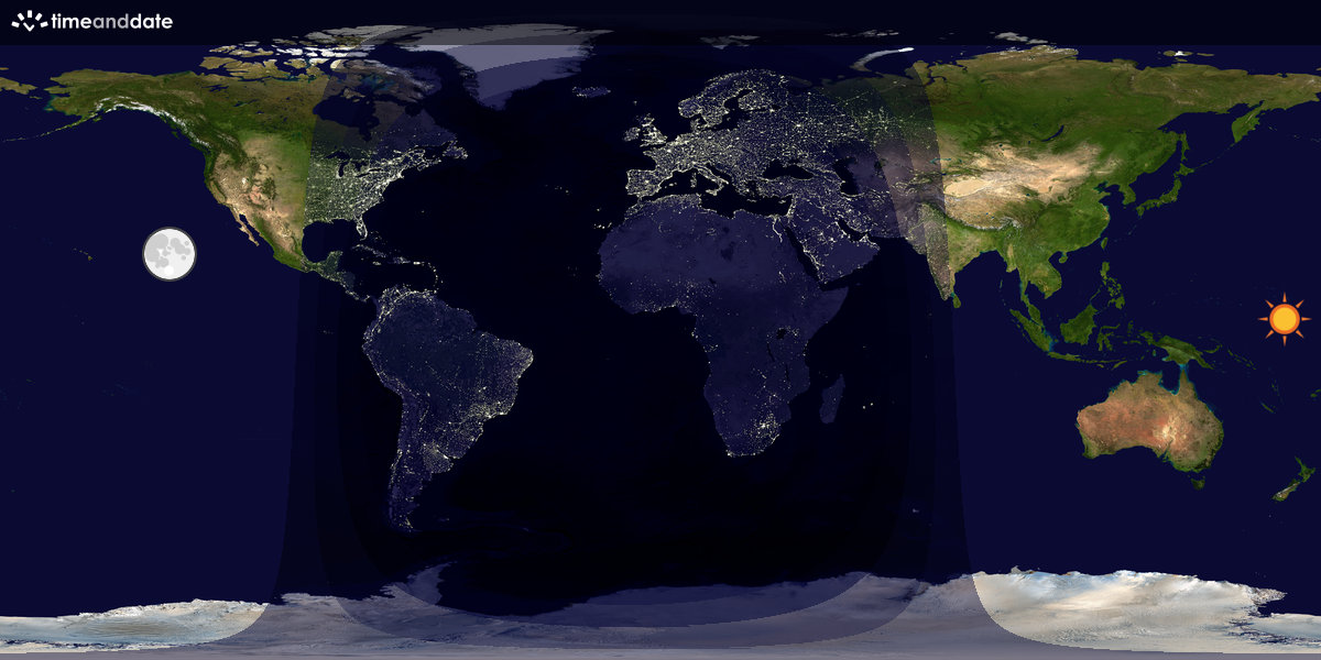 Verdenskart som viser dag og natt 