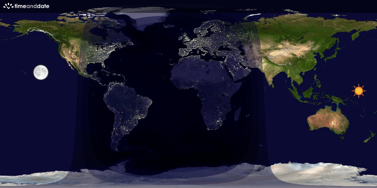 Verdenskart som viser dag og natt 