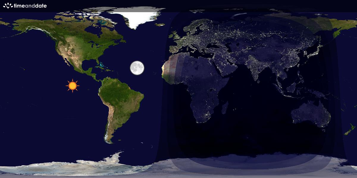 Verdenskart som viser dag og natt 