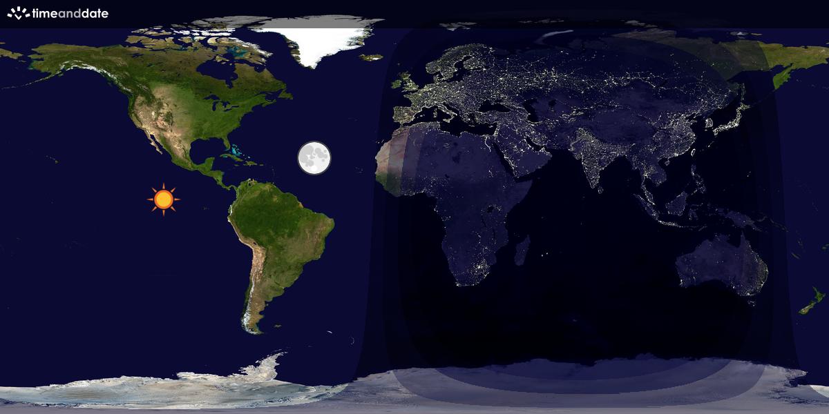 Verdenskart som viser dag og natt 