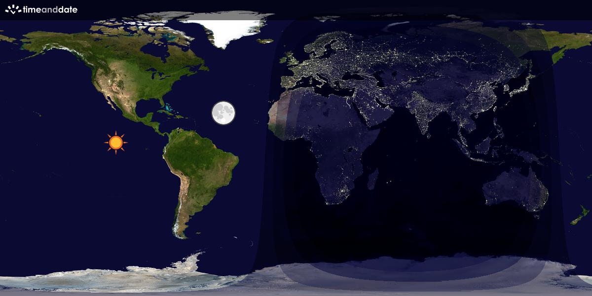 Verdenskart som viser dag og natt 