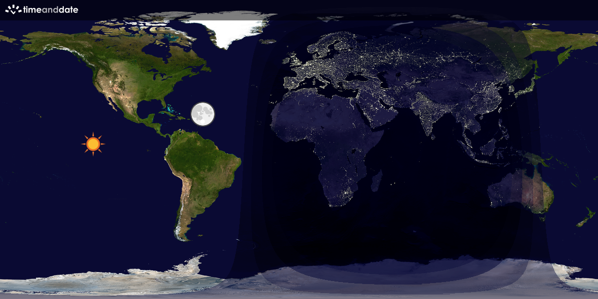 Verdenskart som viser dag og natt 