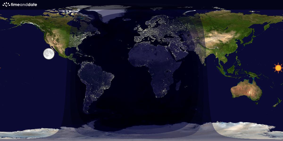 Verdenskart som viser dag og natt 